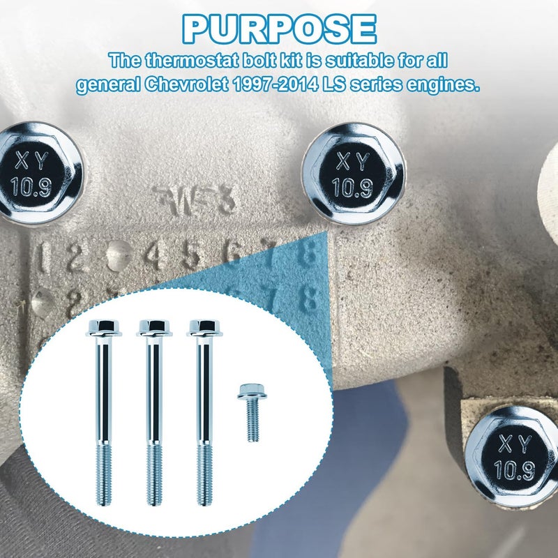 GEAIN LS Water Pump Bolt Kit compatible with all GM Chevy (1997-2014) LS series engines LSX LS1 LS3 LS3 LS2 LQ4 LS6 LS6 LQ9 5.3L 6.0L 6.2L 6.2L 6.2L. - Image 5